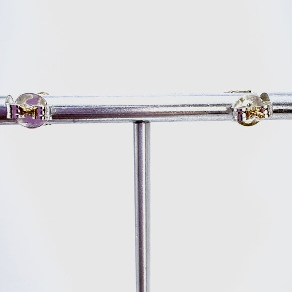 VTG Sterling Silver Gold Wash Oval Citrine Stud Earrings 1CTW Sterling Backs - Picture 6 of 8